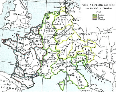 Western Europe in 843 AD