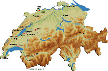 map of archaeological sites in Switzerland