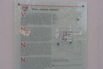 One of the glass information panels  in Nyon.