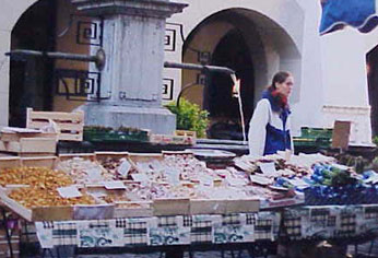 A mushroom stall Market Day in Nyon