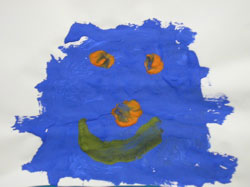 painting of a blue person