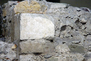recycled block in the Geneva city walls